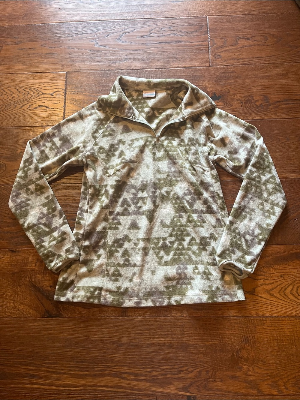Columbia Fleece Pullover Womens Large L Glacial IV Half Zip Geometric Aztec Camo
